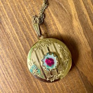 Vintage Needlepoint Rose Locket